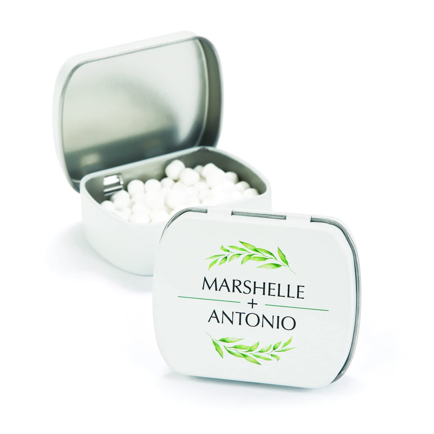 Personalized Spring Greenery Mint Tins - Edibles - 24 Pieces