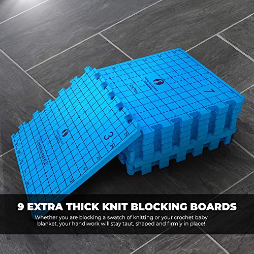 Red Suricata Knit Blocking Bundle – Extra Thick Blocking Mats for Knitting & Curved Knit Blocking Comb Set & Adjustable Sock Blockers - All in one Combined Storage Bag (Inches Grid) - Thumbnail 6