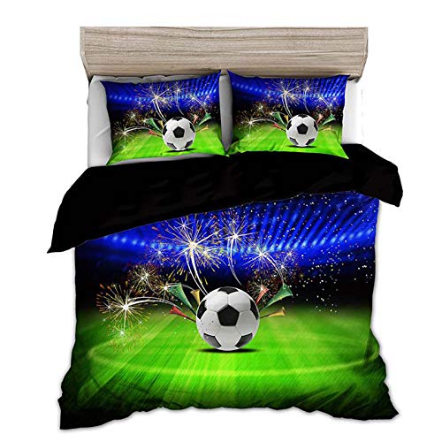 BIANXU Ensemble de literie Éléments de Sport Imprimer Housse de Couette Enfant garçon Housse de Couette Ultra Douce Housse de Coussin Entretien Pratique 200 * 200Cm + 2 Taie d'oreiller (50 * 75Cm)