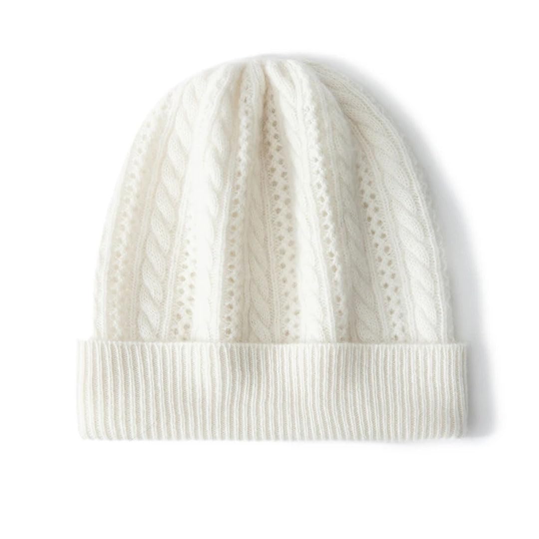 Gorro de invierno para mujer, color liso, cachemira, trenzado, suave y cálido