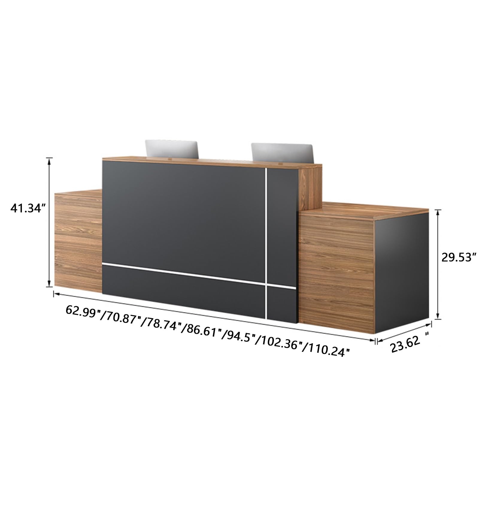 Empfangstresen aus Holz für Büros – Moderner, minimalistischer Premium-Multifunktionaler Tresen für Kassen und Büros (ohne Stühle)