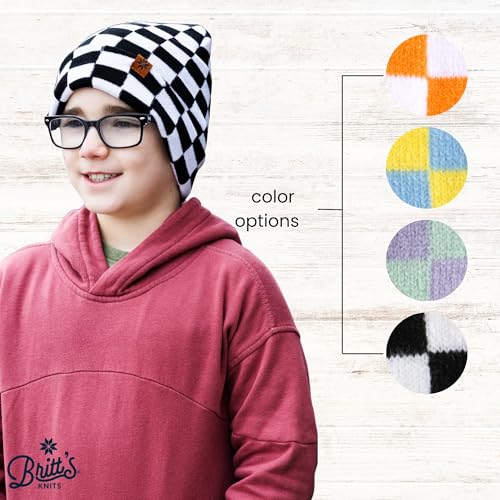 Britt's Knits Kid's Check Mate Beanie Knit Warm Hat for Boys and Girls4
