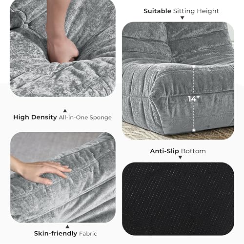Image of HABUTWAY Giant Bean Bag Chairs Loveseat for Adults,2 Seater,Light Grey