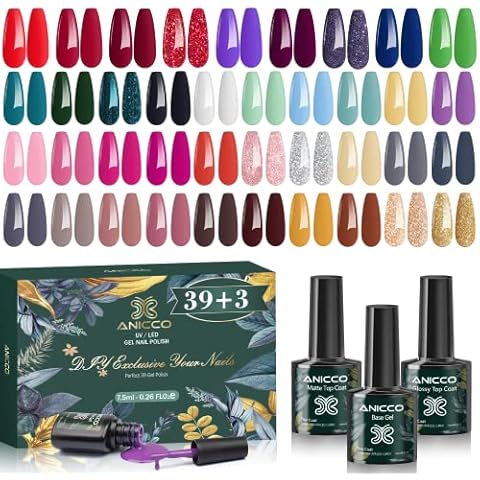 Esmalte Semipermanente Gel UV LED, 42pcs Pintauñas Cover