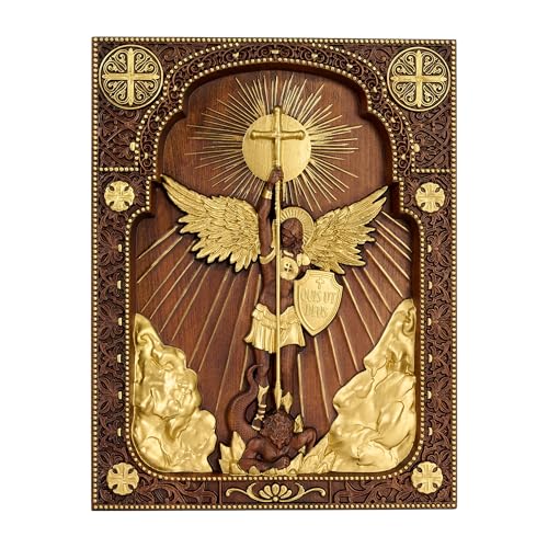 Archangel Michael wood wall art plaque, handmade