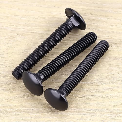 Image of 5 /16-18 x 2-1 /2 inch Black Steel Carriage Bolts, 304 Stainless Steel 18-8, Round Domed Head Square Neck Carriage Bolts Screws, Coarse Thread UNC, 10 PCS