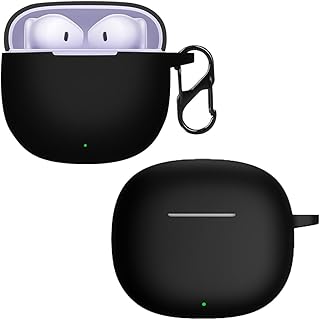 دلـع موبايلك جراب متوافق مع سماعات اذن هونر تشويس X3 لايت، حماية من السيليكون الناعم مضاد للصدمات لسماعات اللاسلكية حلقة تثبيت، مصباح LED امامي مرئي (اسود)