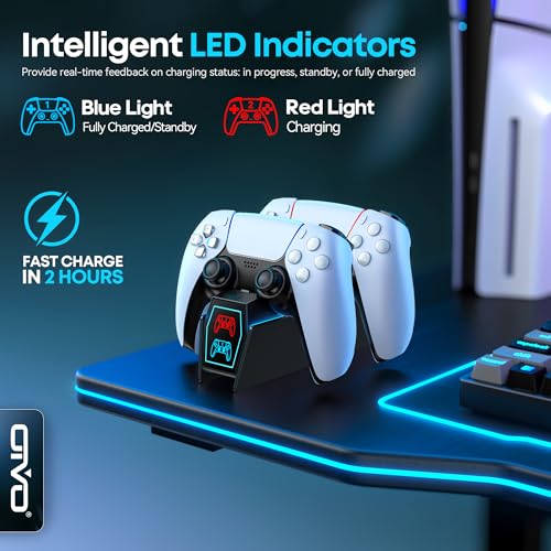 Image of P5 Controller Charger with Fast Charging AC Adapter, PS5 Controller Charging Station Stand for PlayStation 5, Docking Station Replacement for PS 5 Accessories Kits, Black