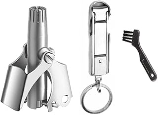 JINWEN Aparador de pelos de nariz, aparador, aparador de nariz, aparador de cabelo, aparador de pelos nasais, kit de cortadores de unhas de aço inoxidável com abridor de garrafa, 3 peças