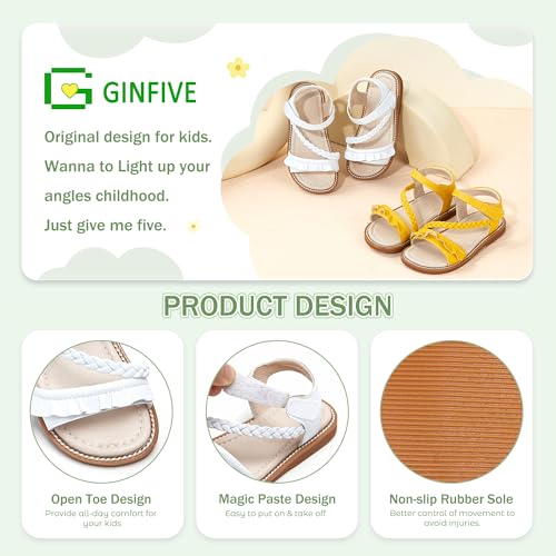 Image of GINFIVE Toddler Girls Sandals Little Girls Kids Summer Shoes Toddler Sandals