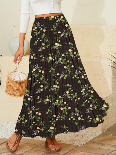Image of NASHALYLY Women's Chiffon Elastic High Waist Pleated A-Line Maxi Skirts