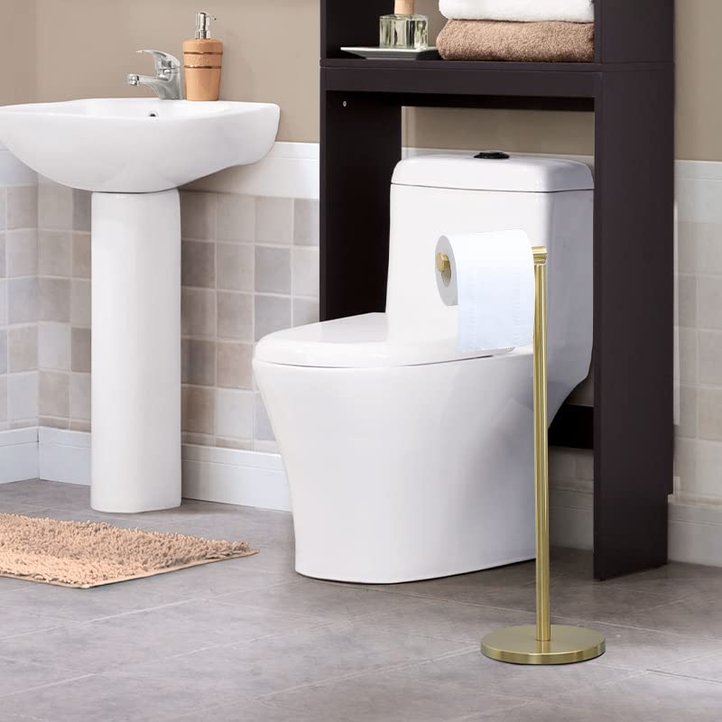 YUET Freestanding Toilet Roll Holders Free Standing Folding Paper Holder Stand Storage Stainless Steel Bathroom - Image 4