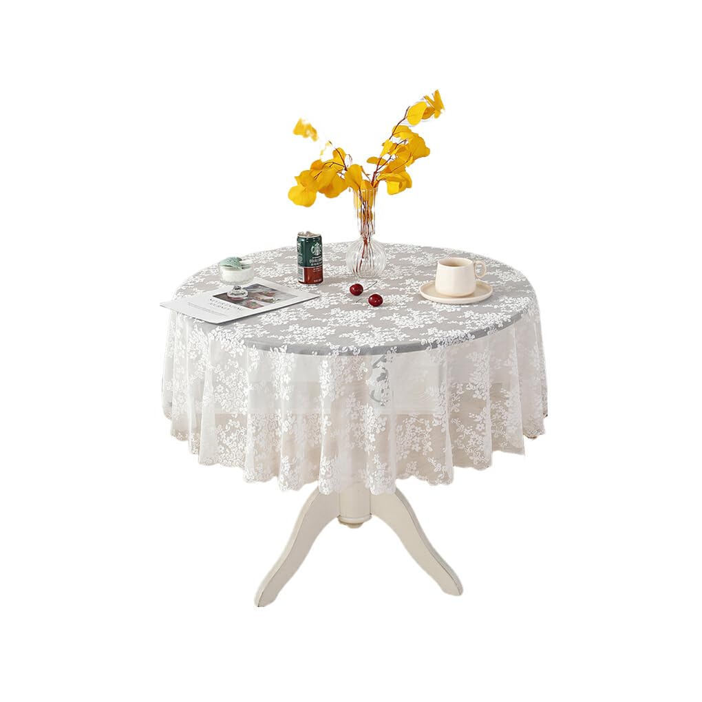 Tovaglia Rotonda In Pizzo Beige Con Nappe, Diametro 150 Cm, Stile Boho Per Matrimoni E Cene