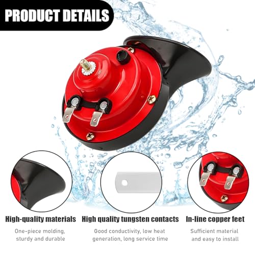 image for Ohleats 1 PCS Super Loud Car Horns, 12V Waterproof Air Horns Electric 