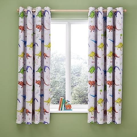 Catherine Lansfield Reversible Dinosaur Curtain Panels Cover