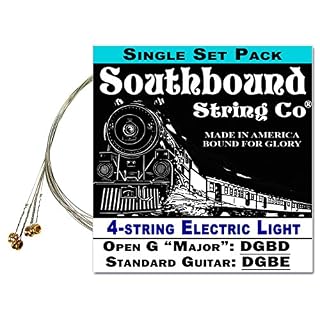 Electric « Light » 4-String Cigar Box Guitar Strings – Open G/Standard Tunings – DGBD/DGBE - Les Beatles, Paul McCartney, John Lennon, RIngo Starr, George Harrison