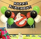 Set of 50Pcs Party Decorations Compatilble with Ghostbuster Party Decorations,Happy Birthday banner for Boy Men Girl Wome with Happy Birthday Sign, Flag, Balloons and Ribbon