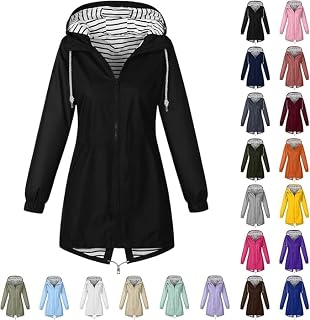 Regenjacke Damen - Kapuzenjacke Frauen Leichte Jacke mit Kapuze Taschen Outdoorjacke Windbreaker Übergangsmantel Funktionsjacke für Alltag Reisen Wandern Trekking