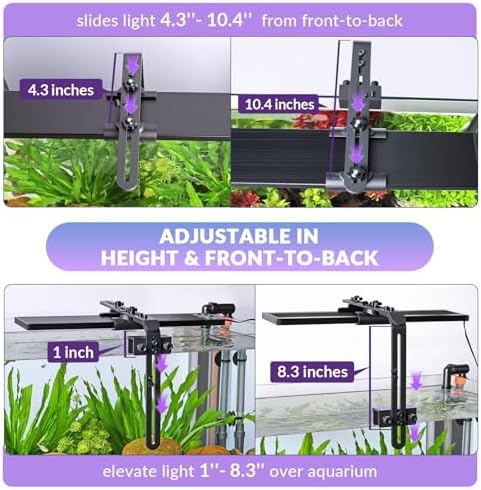 hygger Universal Aquarium Light Riser Aluminium Adjustable Fish Tank LED Light Stand Mounting Bracket Aquarium Lamp Holder Fits 957 978 999 918 075 016 - 2