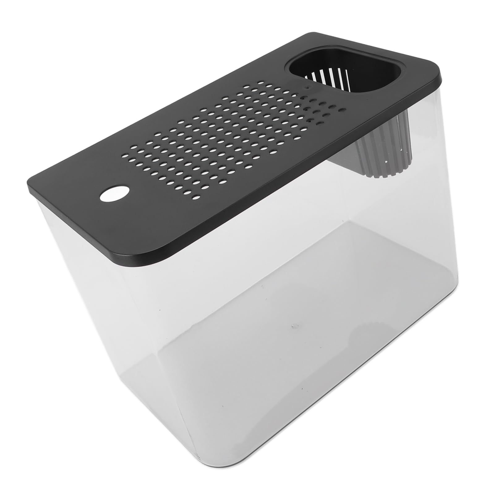 Generic Małe Akwarium Przezroczyste Plastikowe Mini Akwarium dla Złotych Rybek, Krewetek Betta Fish na Pulpicie (BLACK)