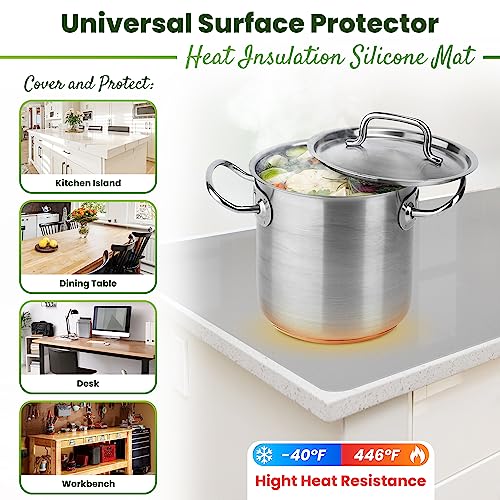 Image of Large Silicone Mat 28 inch x 20 inch Thick Heat Resistant, Kitchen Counter Mat Waterproof - Coffee Machine, Glass Top Stove Cover Countertop Protector for Air Fryer, Baking (Semi-Translucent)