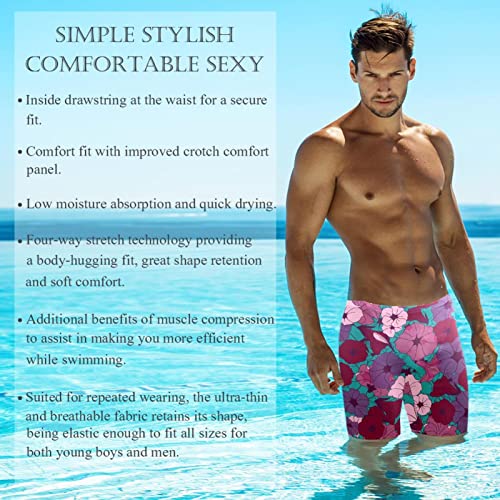 Jammers de natación para hombre con estampado de flores tropicales rosadas 3