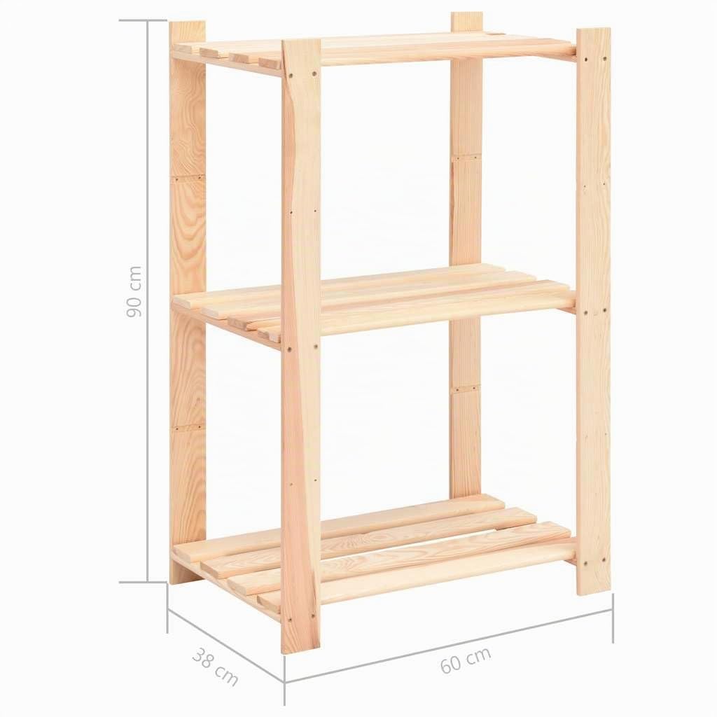vidaXL 2X Estanterías con 3 Niveles Estantes Repisas Librería Mueble de Despacho Salon Casa 150 kg Madera de Pino Maciza