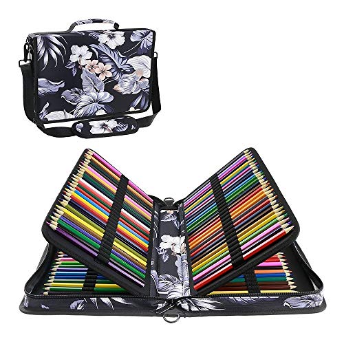 Youshares 160 Slots Colored Pencil Case - Colorful Oxford Fabric Large Capacity Pen/Pencil Organizer With Strap For Watercolor Pencils, Pens And Make Up Brush (Mulberry White) #TOP7
