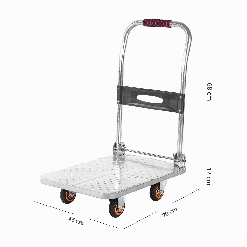 pieghevole Carrello Con Piattaforma,Per Carichi Pesanti Carrello In Acciaio Carrelli manuali pesanti della piattaforma industriale con ruote rotanti a 360°,magazzino garage, carico 200kg