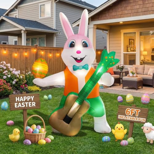 6.0 FT Inflatable Bunny with Eggs - Lighted Easter...