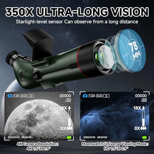 Smart Telescope, Professional Refractor Auto-focus Portable Digital Electronic Telescopes with 4K Astrophotography Camera, Internal And Externat Dual Screens Spotter for Adults and Beginners Astronomy by FASHIONARI - Image 5