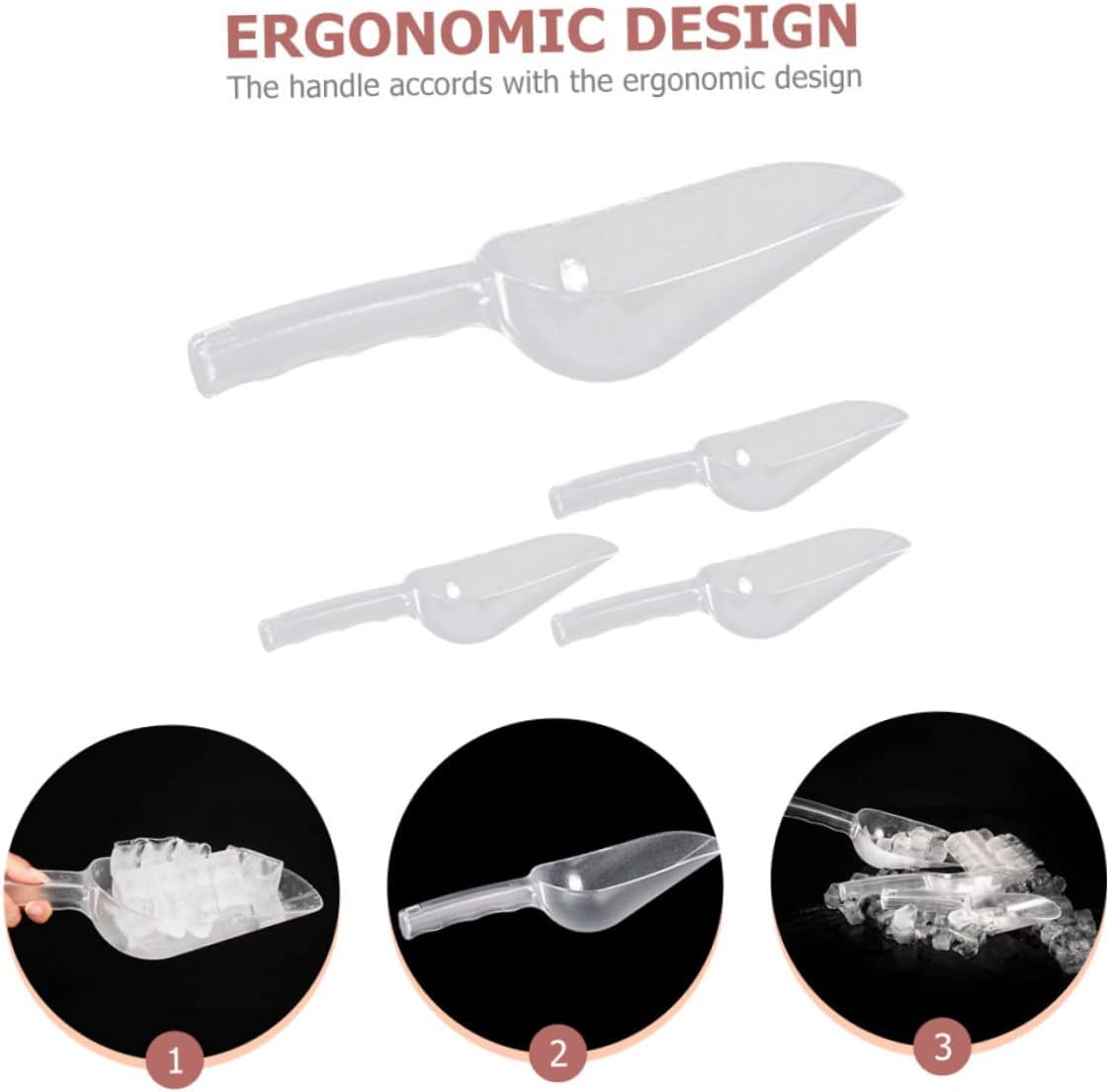 LIFKOME 2sets Smooth Surface Grain Flour Food Shovel Wear-resistant Feature for Ice Cubes 4pcs*2