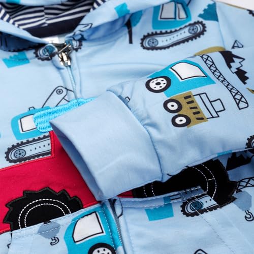 Image of Boys Toddler Zip Up Hoodie Kids Fall Winter Jacket Cute Sweatshirt With Hood 2-7 Years Old
