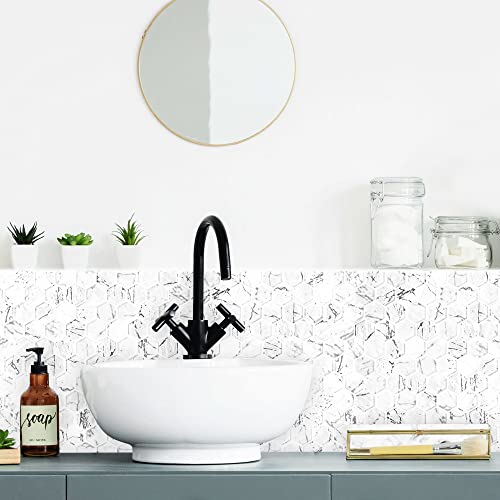 Parrotile Hexagon Tile Carrara White Glass Mosaic For Wall Backsplash Pt33 (Box Of 5 Sheets) #TOP5