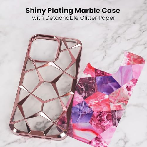 Image of COVERLY for iPhone 15 Pro Max 3D Diamond Glitter Sparkle Case,Full Protective Luxury Splash Bling Back Case Pastel Colorful Style Fashion Aesthetic Cover for Apple iPhone 15 Pro Max (Rose Gold)