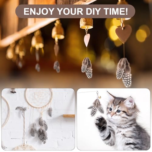 AOOTE Pióra dekoracyjne, 100 sztuk pióra perliczki, 4,5-10 cm Cętkowane naturalne pióra, naturalne pióra bażanta nie blakną do rękodzieła DIY, odpowiednie rękodzieło wielkanocne dekoracje świąteczne