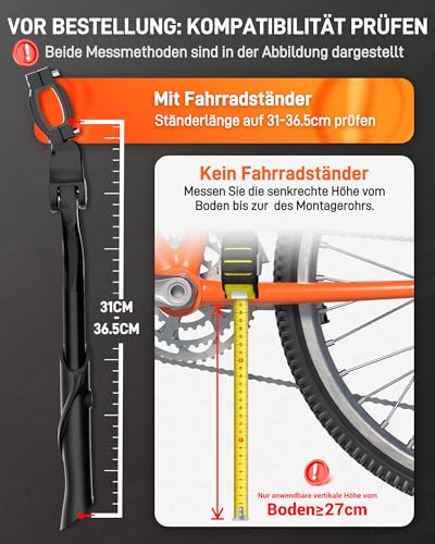 HENMI Fahrradständer 24-29 Zoll, Höhenverstellbar Fahrrad Ständer, rutschfest Seitenständer, Stabil Fahrradständer für Mountainbike, Trekkingrad, Cityrad, Pendlerfahrräder