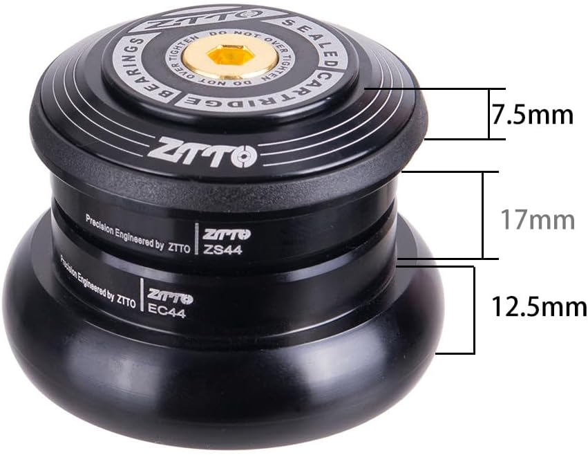 ZTTO Bike Headset, MTB 44mm ZS44 EC44 CNC 1 1/8"-1 1/2" Straight Tube Frame to Tapered Tube Fork 1.5 Adapter Headset