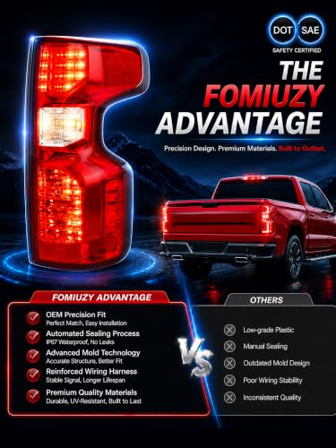 Image of Halogen Tail Lights Assembly Right Passenger Fit Chevy Silverado 1500 2019 2020 2021 2022 2023 2024 2025 Chevrolet 2500 3500 HD 2500HD 3500HD Rear Brake Back Up Lamp Taillight Lens GM2801308