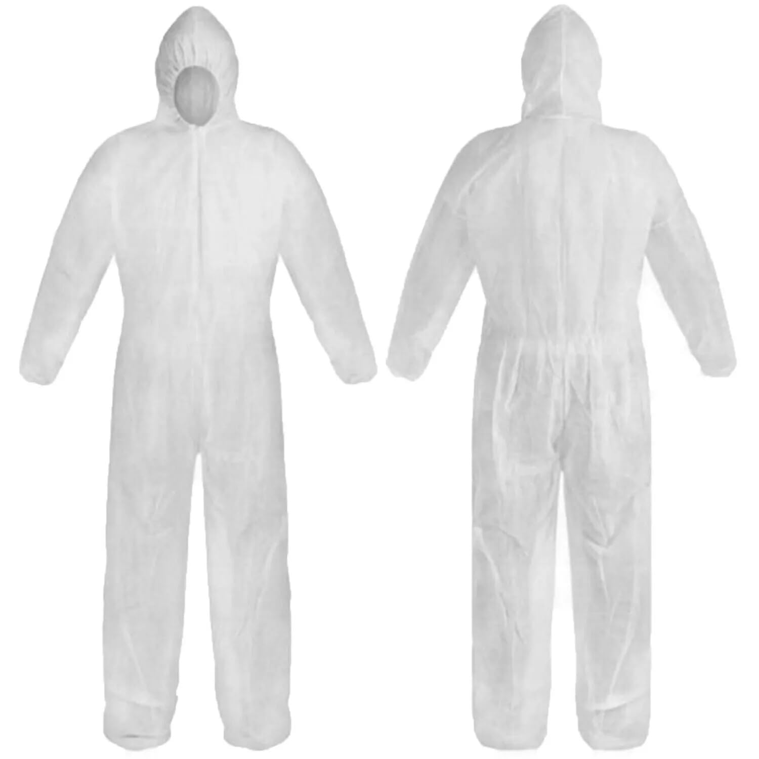 2You Unisex White Painting Suit Disposable Work Overall With Hood, Chemical Protection Hazmat Type 5/6, Coverall, Industrial Workwear Spraying, Reusable Boiler Garage Site For Men Full Body (Large)