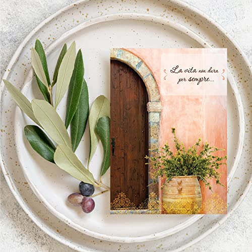 Designer Greetings Italian Language Sympathy Cards, “La Vita” Modern Scenic Design (Pack Of 6 Cards With Envelopes / 6 Biglietti Di Auguri E Buste) #TOP1