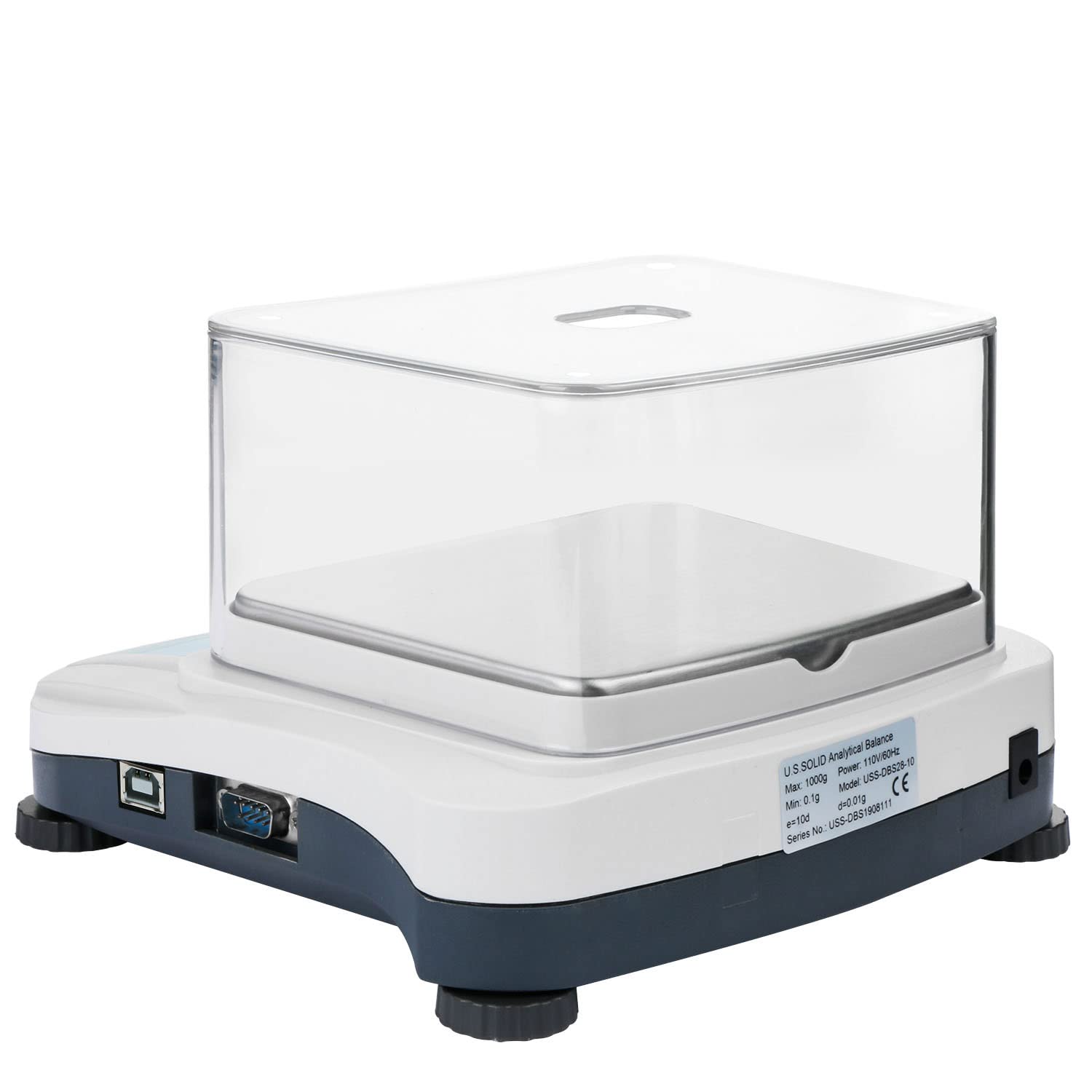 U.S. Solid Bilancia di precisione da laboratorio, 300 g x 0,01 g, bilancia analitica ad alta precisione con interfaccia USB e RS232, scudo di tiraggio staccabile, peso di calibrazione, 100-240 VAC