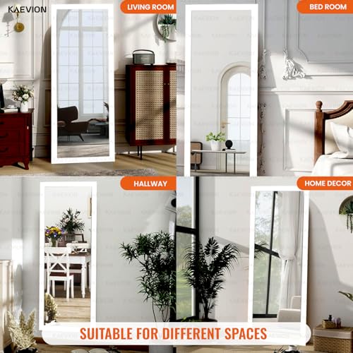 Image of White 5.25ft Wall Mount Rectangular Full Length Framed Water Proof PVC Wooden Frame Wall Hanging Full Body Vertical Wall Mirror for Home Decor, Living Room, Bedroom