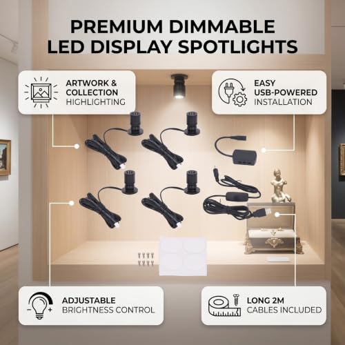 Kit de focos LED mini USB 5V en aluminio para vitrinas de lujo 4