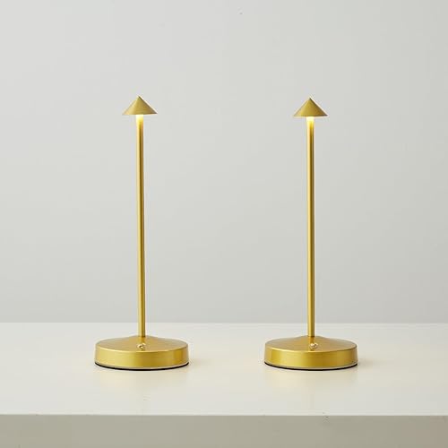 Miniatura 5 de Paquete de 2 lámparas inalámbricas, lámpara de mesa recargable con batería, lámparas portátiles, luz nocturna regulable de 2 niveles, diseño