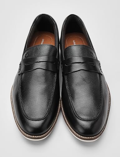 Image of Louis Philippe Men Premium Leather Breathable Lining Material Anti Slip Flat Heel TPR Sole Casual Loafers