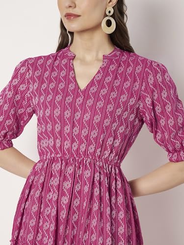 Image of Dress for Women | One Piece for Women | Long Stylish Women Dress Fit & Flare Maxi Dress, Cotton Summer Calf Length Dress