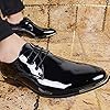 Ninepointninetynine Formal Shoes Dress Oxford for Men Lace Up Shiny Round Toe Derby Shoes Patent Leather Anti-Slip Low Top Non Slip Prom (Color : Black, Size : 9 UK) #4