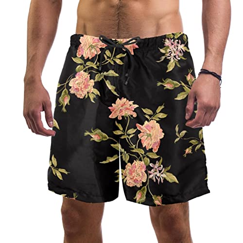 Maillots de bain pour hommes JDEZ : short de plage motif pivoine
