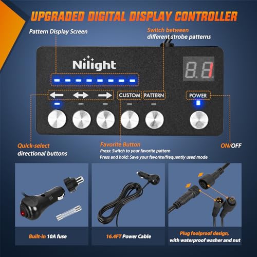 Image of Nilight 144LED Traffic Advisor Strobe Light Bar with Controller White